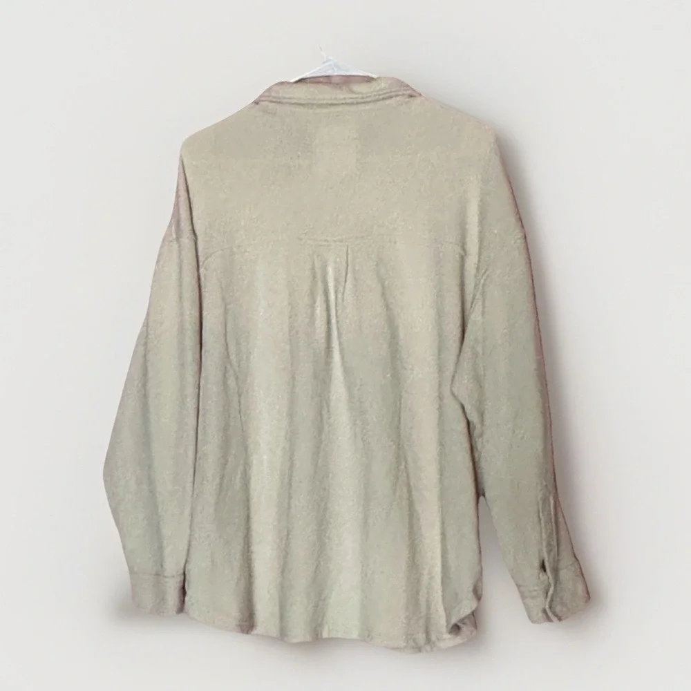 AERIE Women's Cream Waffle Knit Lumberjane Button Down Oversized Shirt Sz Small - Picture 3 of 6